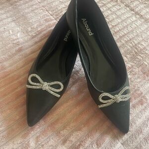 Abound Black Flats with Rhinestone Bow